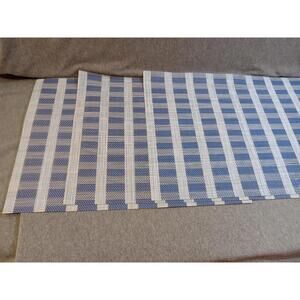 Table Placemats Blue White Check Squares 18 W x 13 H Rubber Vinyl Set of 4